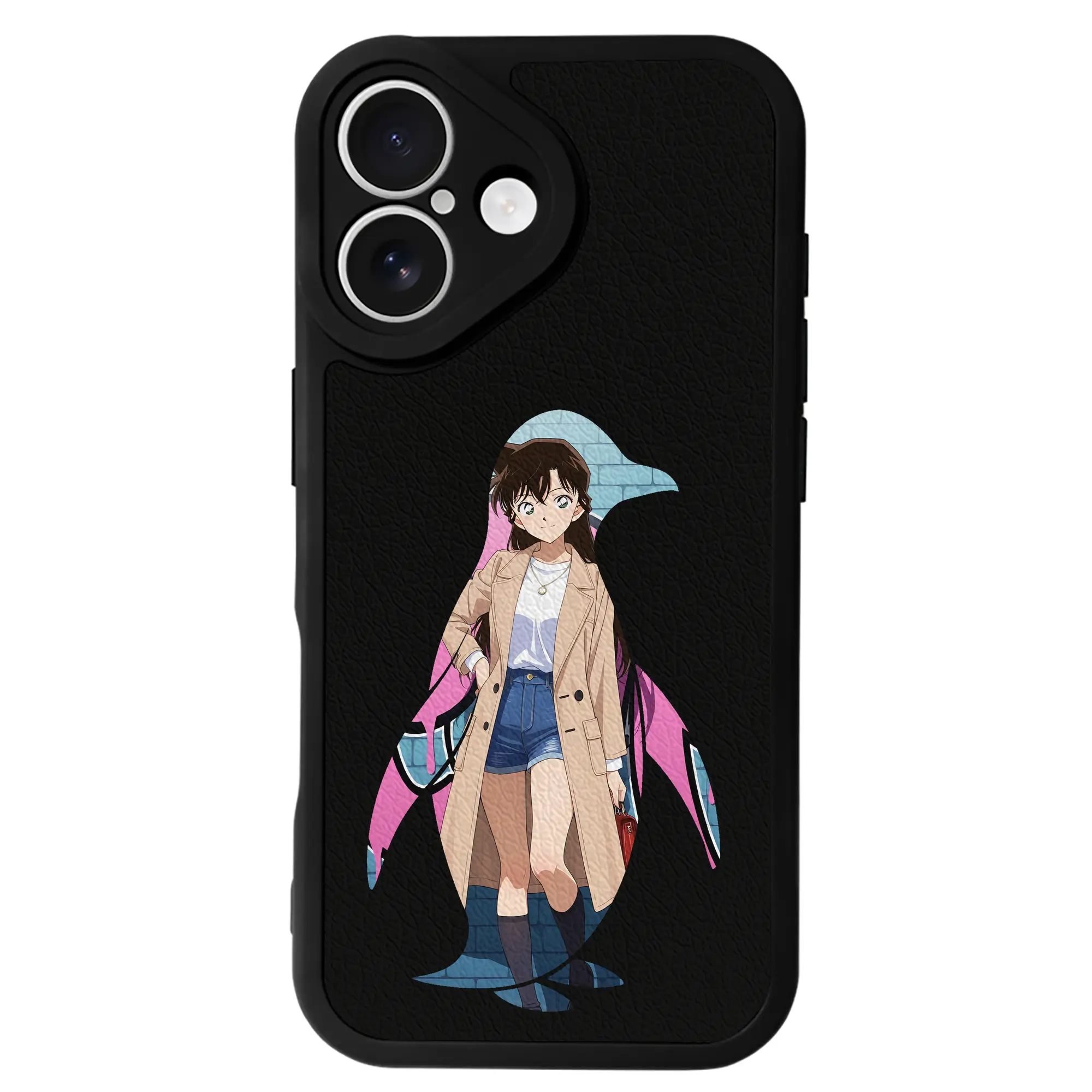 名探偵コナン グッズ 毛利 蘭 - IPhone 16シリーズ対応 ・ シリコンスマホケース ・ レザー調 ・ 高精度フィット ・ 耐衝撃 ・ ワイヤレス充電対応 ・ 精密カット